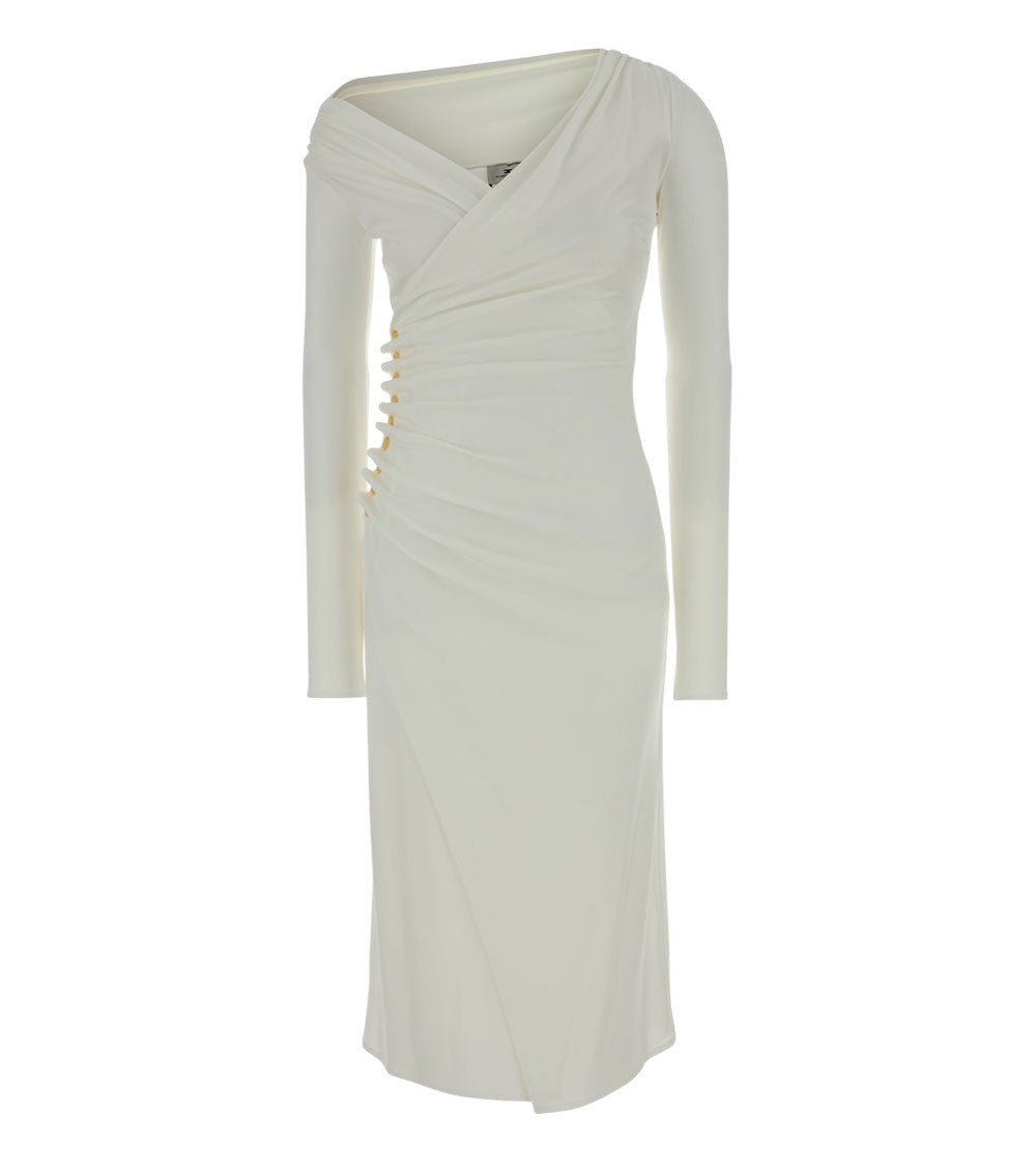 White V Neck Midi Dress 3