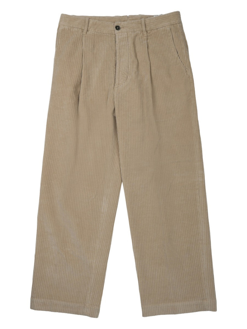 Beige Relaxed Corduroy Trousers 1