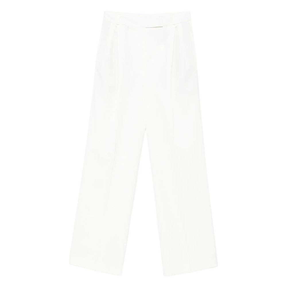 White Tailored Flat Front Pants 1