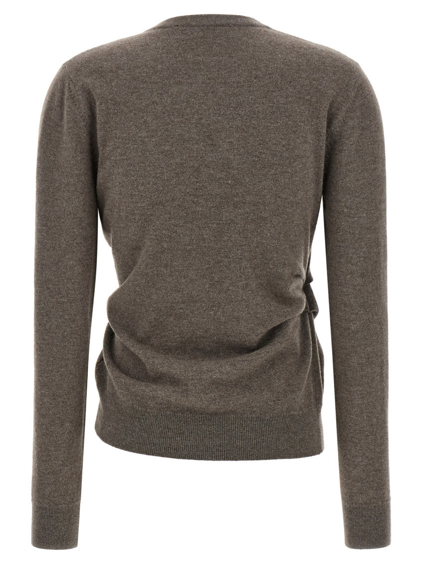 Brown Solid V Neck Cardigan 2