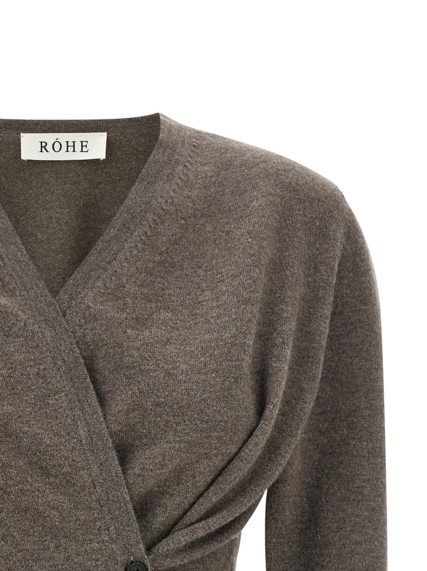 Brown Solid V Neck Cardigan 3
