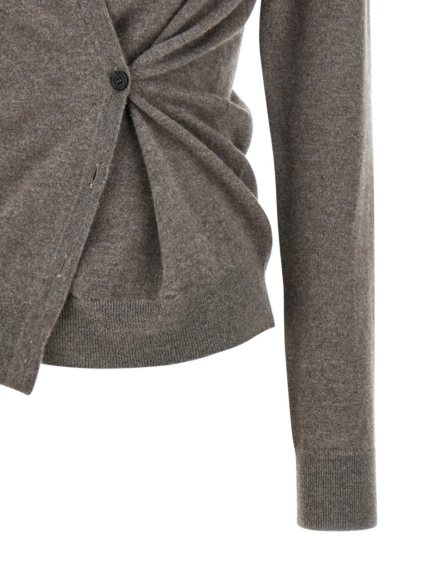 Brown Solid V Neck Cardigan 4