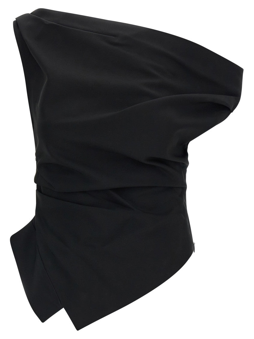 Black Solid One Shoulder Top 1