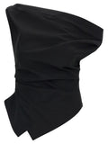 Black Solid One Shoulder Top 1
