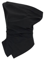 Black Solid One Shoulder Top 1