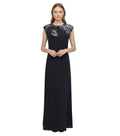 Black Crew Neck Full Length Dress 1