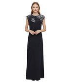 Black Crew Neck Full Length Dress 1