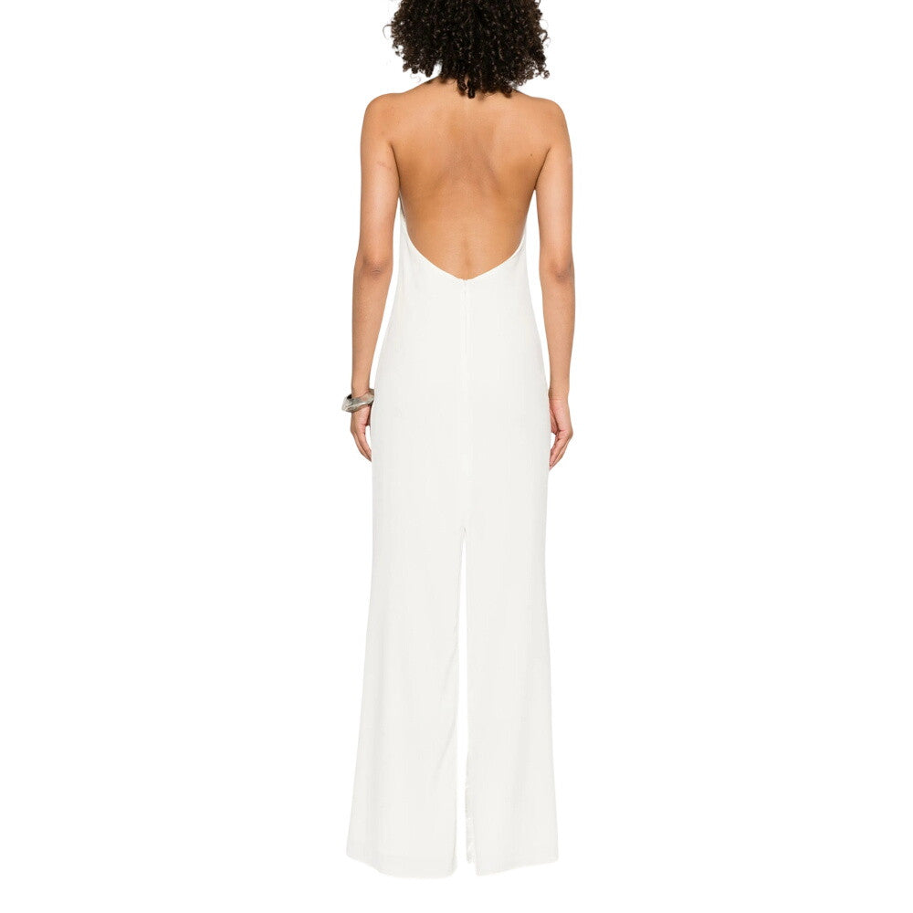White Halter Neck Full Length Dress 2