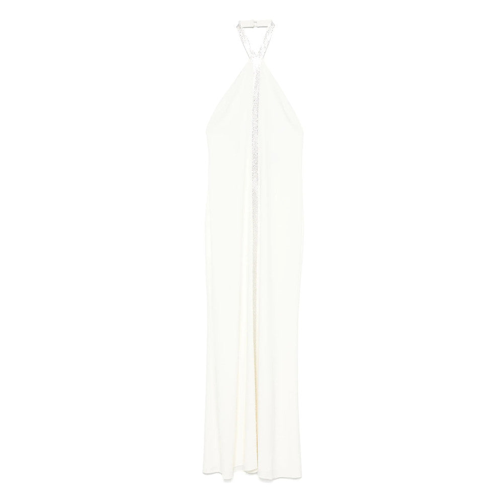 White Halter Neck Full Length Dress 3