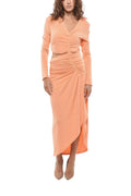 Orange V Neck Midi Dress 1