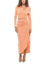 Orange V Neck Midi Dress 1