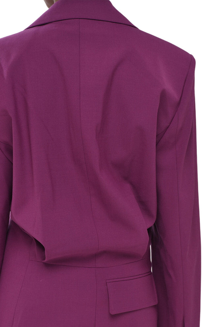 Purple Peaked Lapel Mini Dress 3