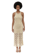 Beige Round Neck Maxi Dress 1