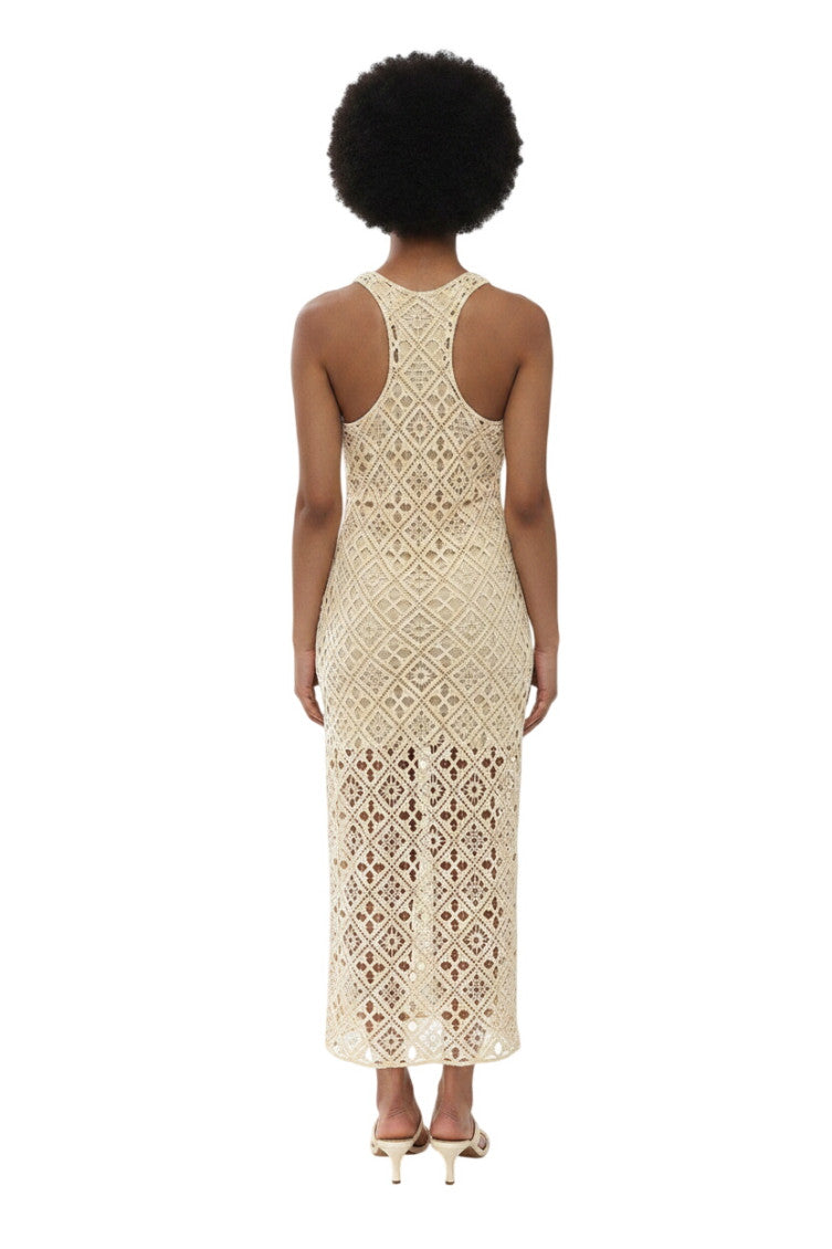Beige Round Neck Maxi Dress 2