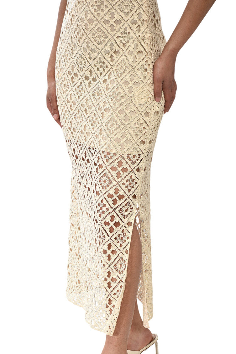 Beige Round Neck Maxi Dress 4