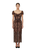 Brown Sweet Heart Neck Midi Dress 1