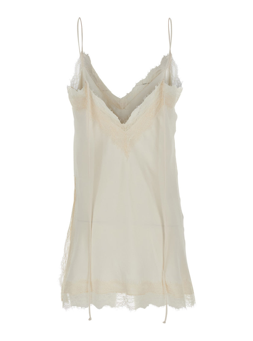 Off White Lace V Neck Top 2