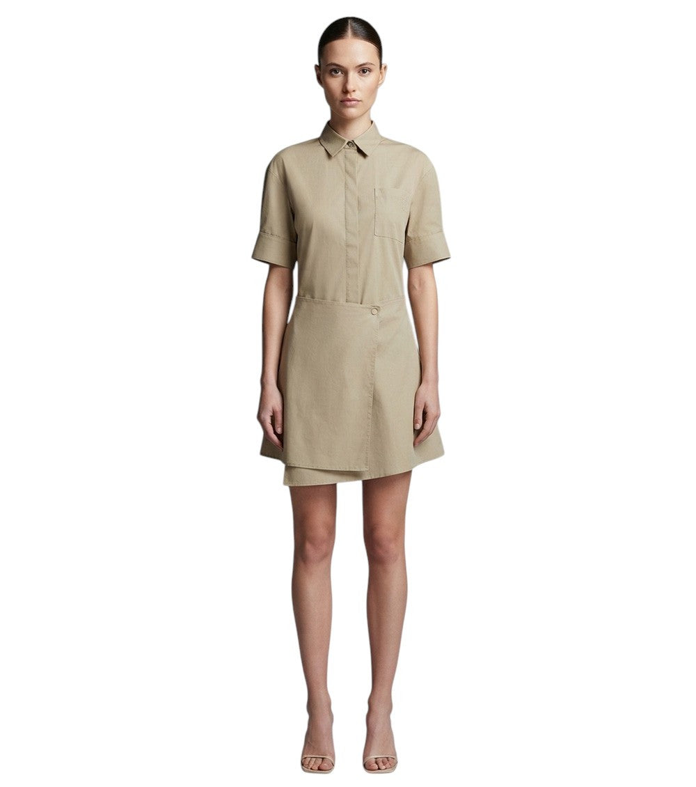 Beige Shirt Collar Mini Dress 1