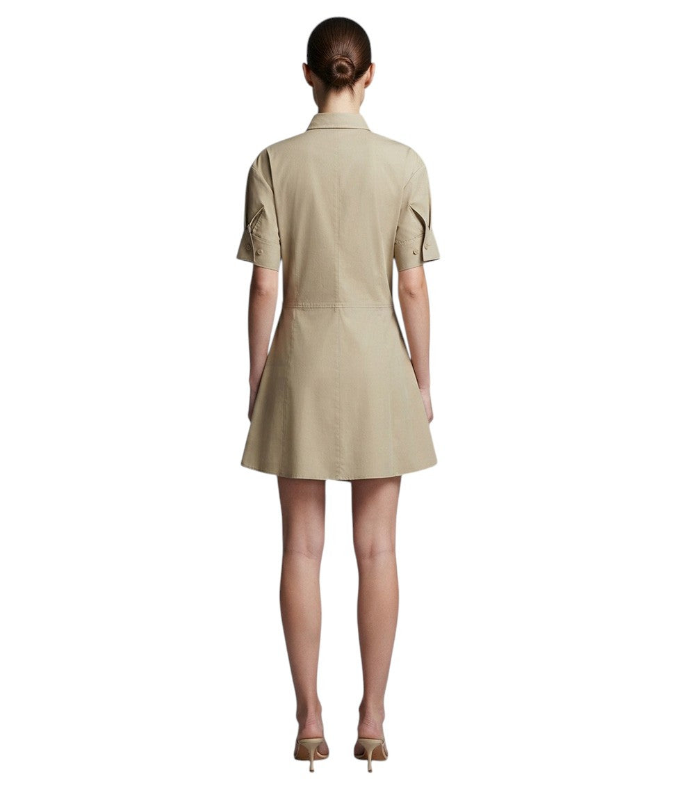 Beige Shirt Collar Mini Dress 2