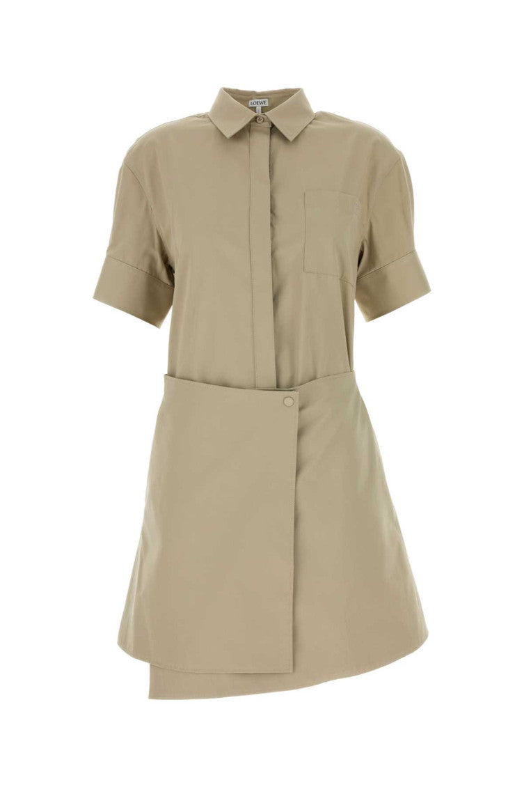 Beige Shirt Collar Mini Dress 3