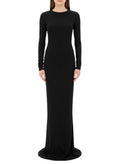 Black Crew Neck Full Length Dress 1