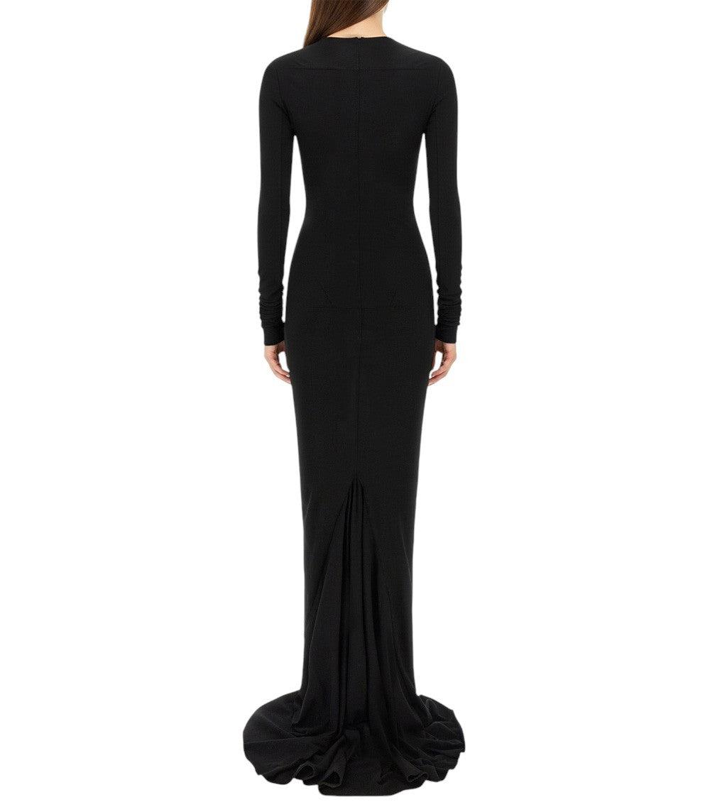 Black Crew Neck Full Length Dress 2