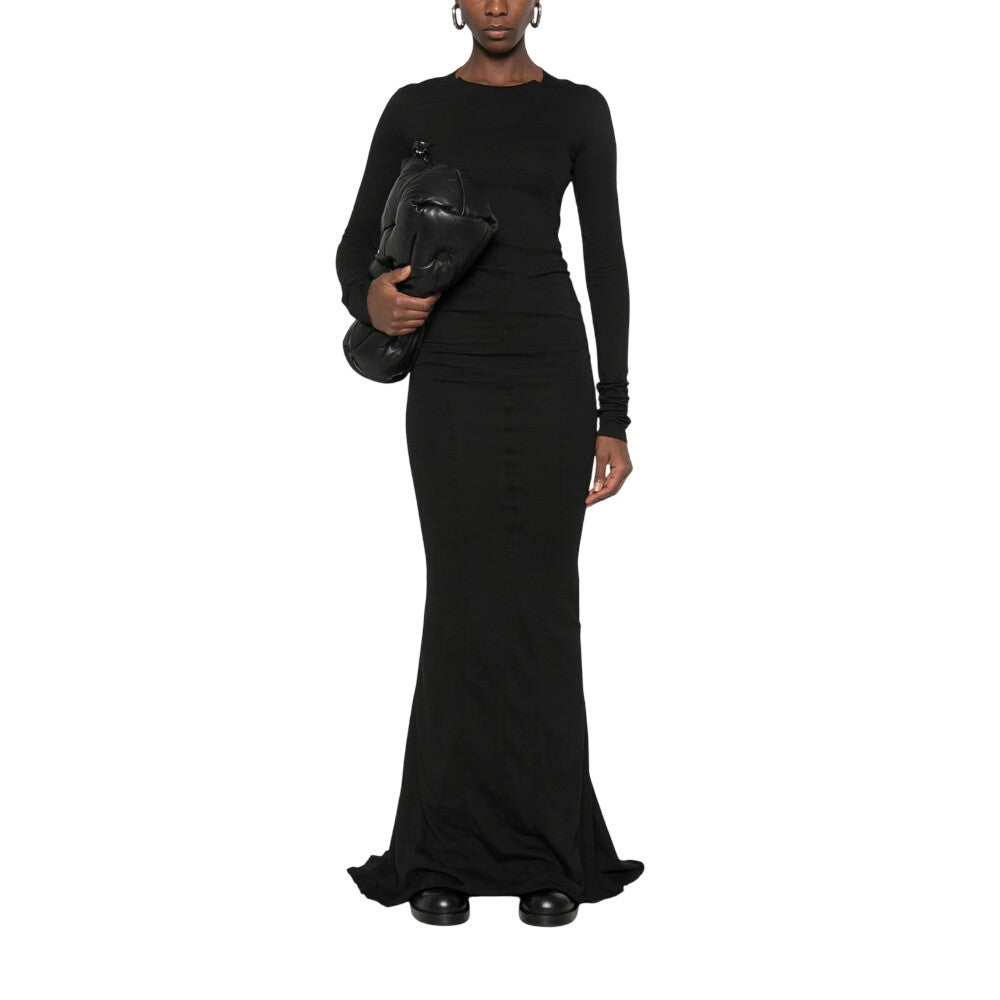 Black Crew Neck Full Length Dress 1