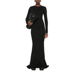 Black Crew Neck Full Length Dress 1