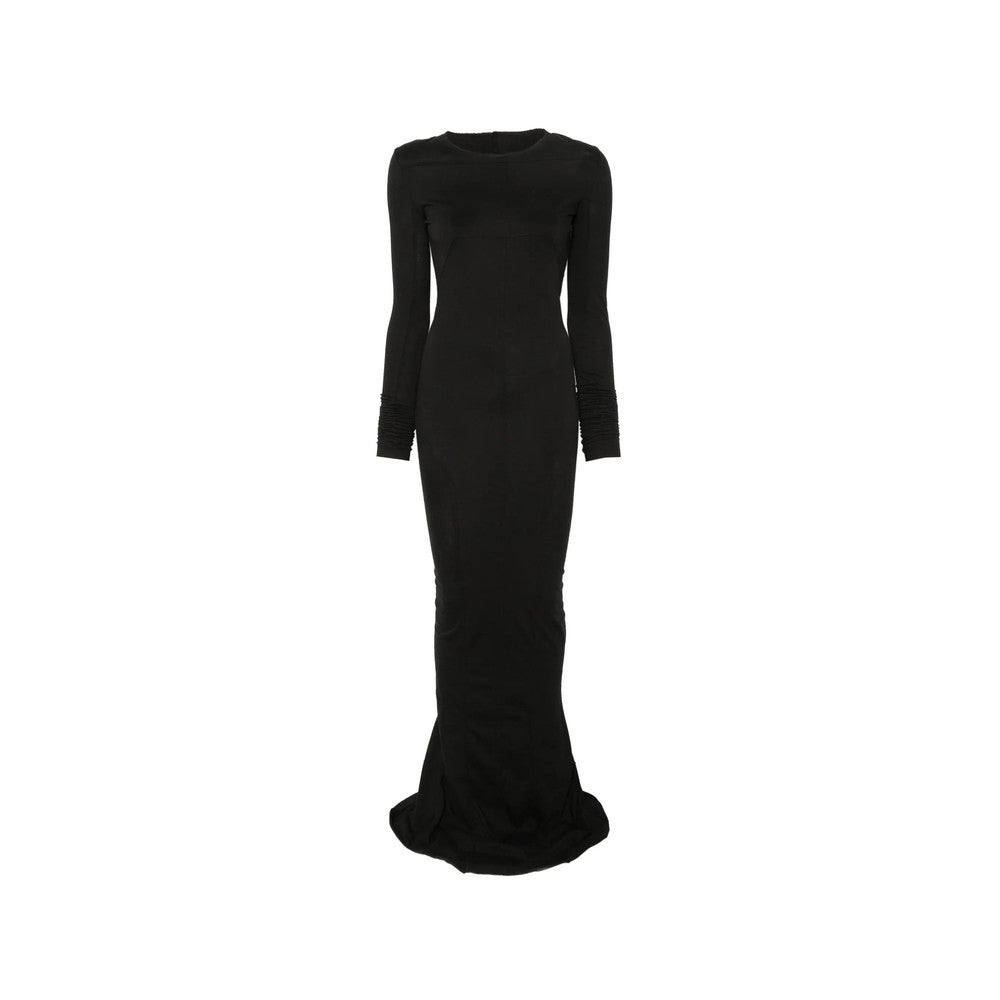 Black Crew Neck Full Length Dress 3