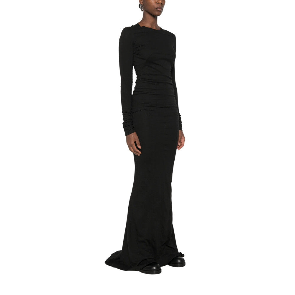 Black Crew Neck Full Length Dress 5