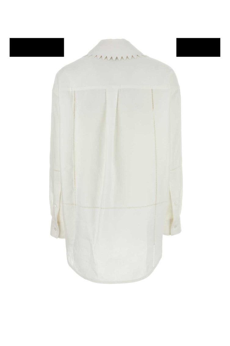 White Loose Fit Buttoned Shirt 2