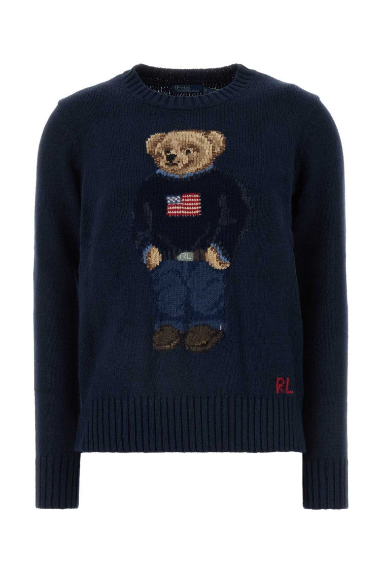 Navy Blue Polo Bear Motif Sweater 1