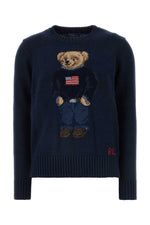 Navy Blue Polo Bear Motif Sweater 1