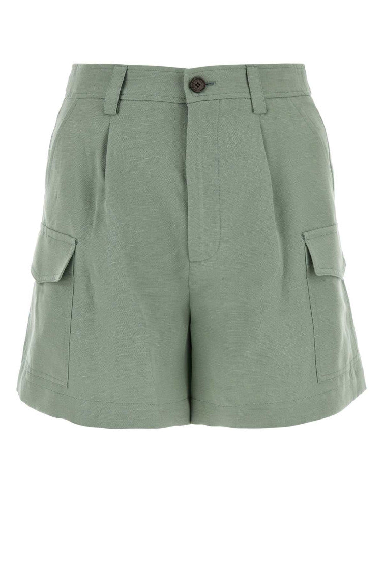 Sage green viscose blend shorts 1
