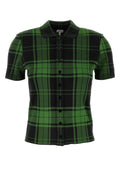 Green Embroidered Stretch Silk Blend Shirt 1