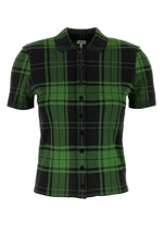 Green Embroidered Stretch Silk Blend Shirt 1