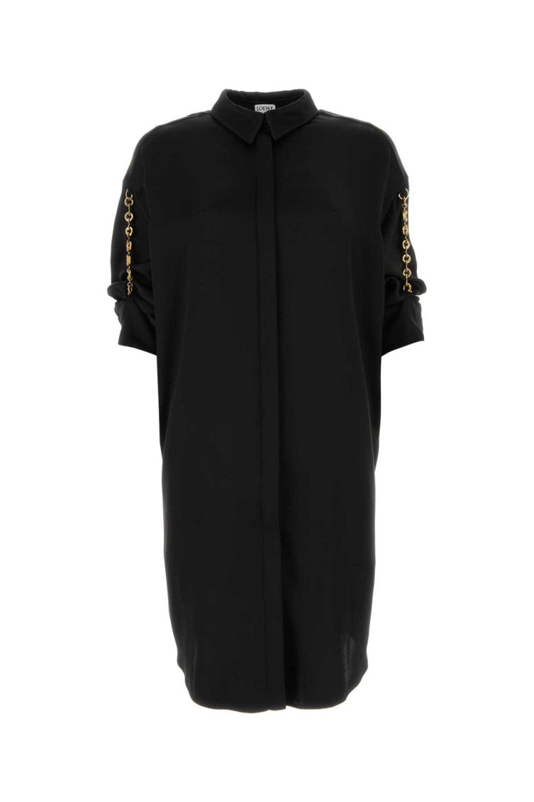 Black Chain Shirt Dress In Silk 1