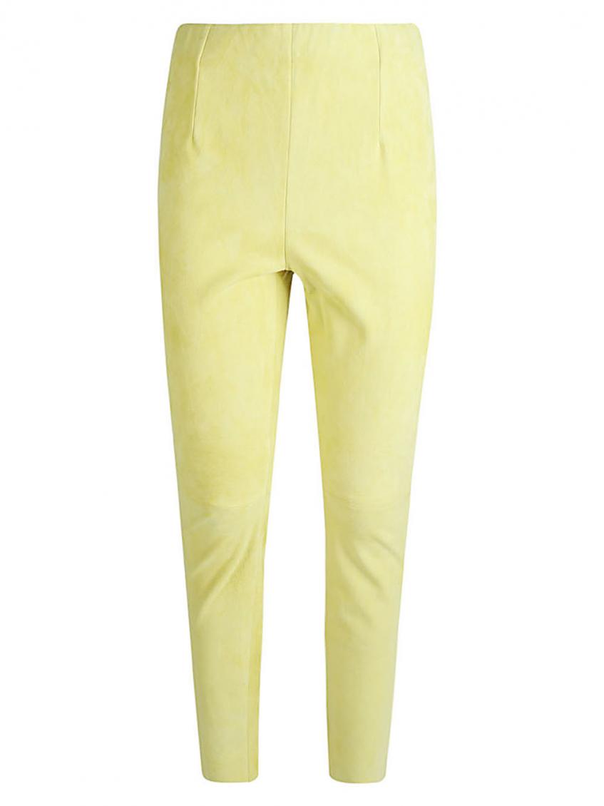 Yellow Slim fit suede trousers 2