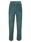Green Elastic waist suede trousers 1