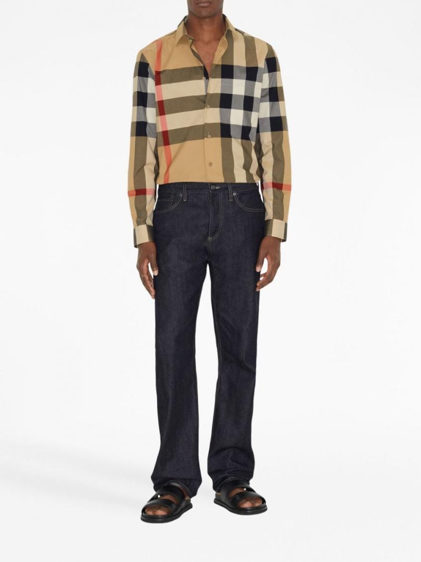 Beige Check Motif Shirt 4