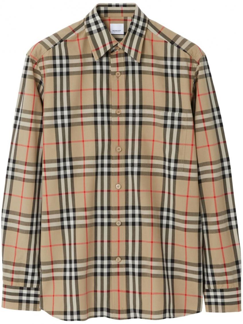 Beige Check Motif Shirt 2