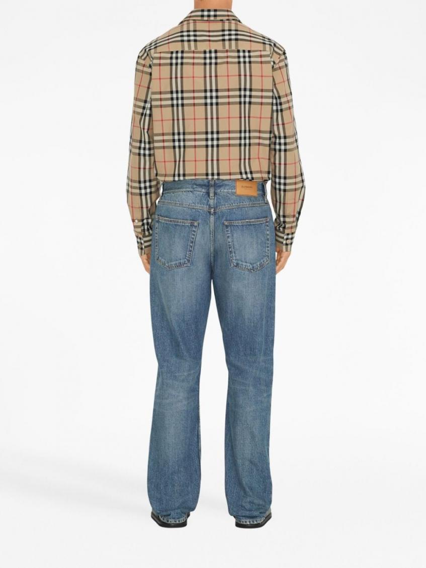 Beige Check Motif Shirt 3