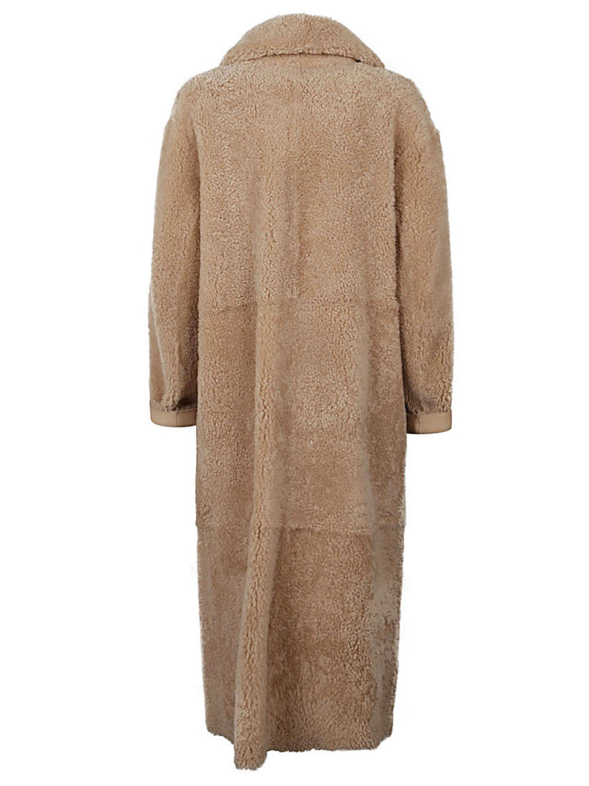 Beige Allegra Leather Long Coat 2