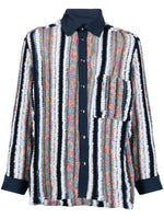 Multicolor Striped knit-panel shirt 1