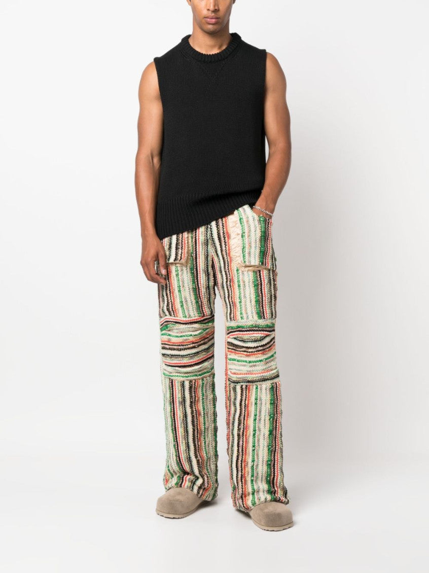 Multicolor Patched Cotton Blend Wool Trousers 2