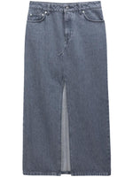 Grey Slit Denim Long Skirt 1