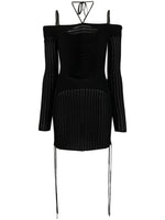 Black Knit Ribbed Mini Dress 1