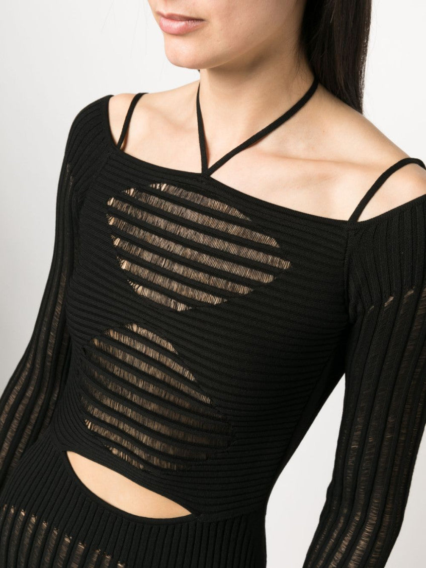 Black Knit Ribbed Mini Dress 5