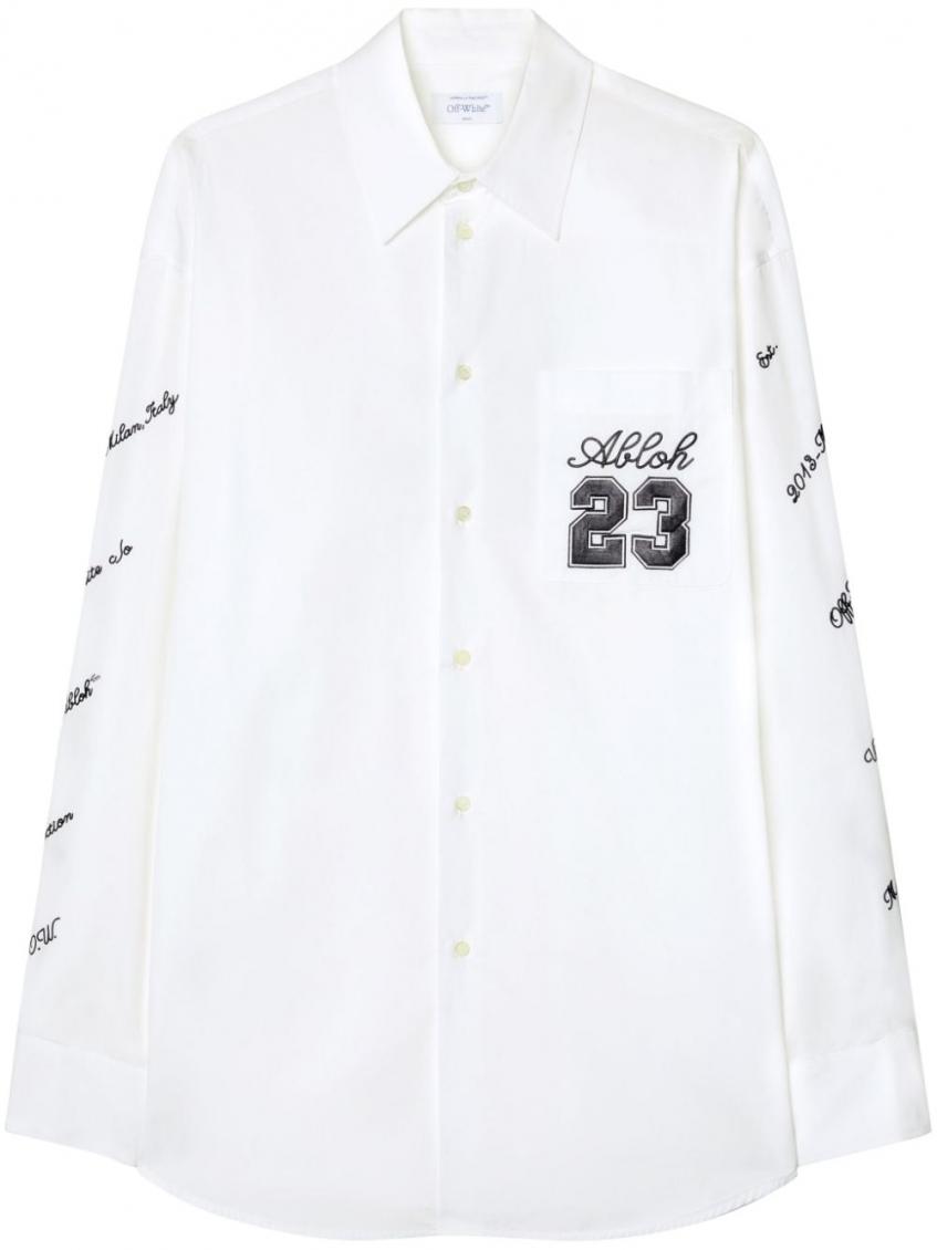 White Logo cotton overshirt 2
