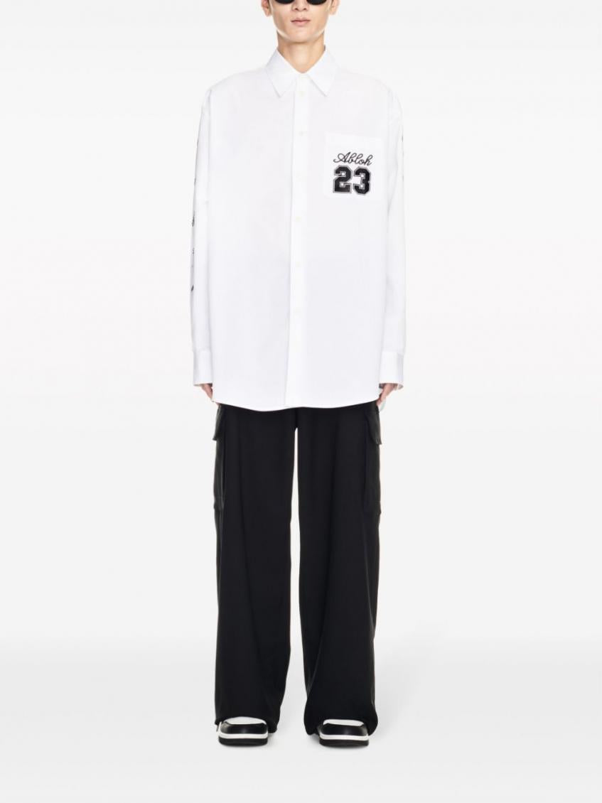 White Logo cotton overshirt 4